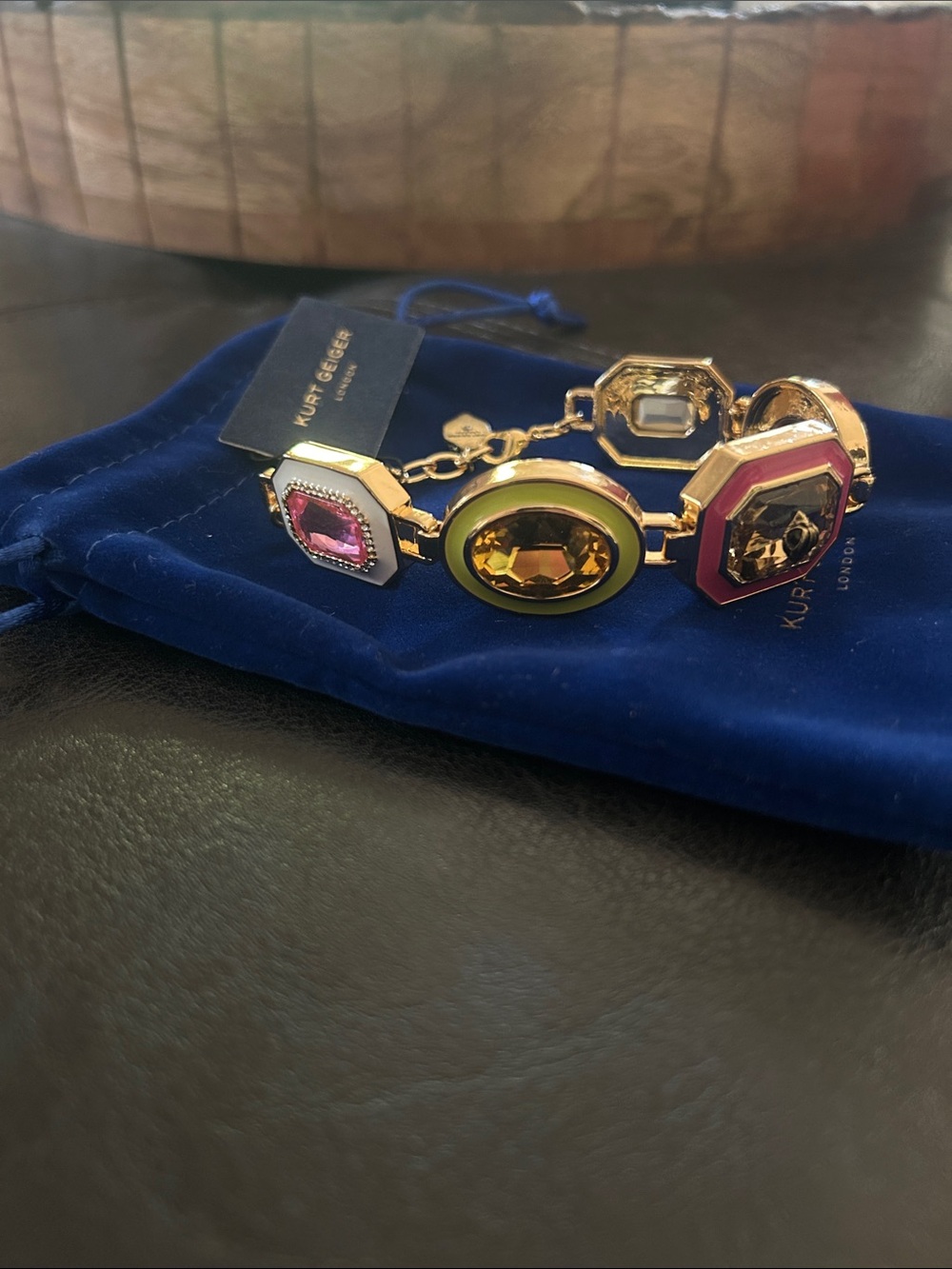 Kurt Geiger Gold-Tone Bracelet with Pink, Green, and Purple Stones - Picture 7 of 9